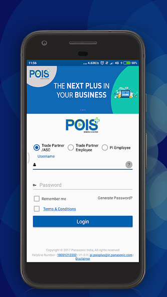 Panasonic Dealer Management Portal application screen